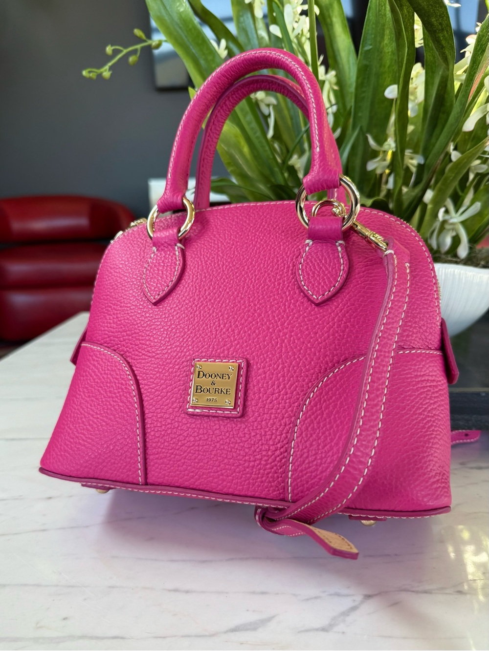 New Dooney & Bourke Lucca Leather Small Satchel Fuchsia - Picture 14 of 16